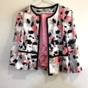 Pink, cream and black marbled blazer. No buttons or zippers